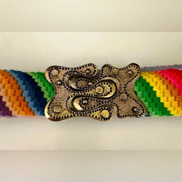 Artisan Handcrafted Colorful Rainbow Woven Belt with  display picture 2
